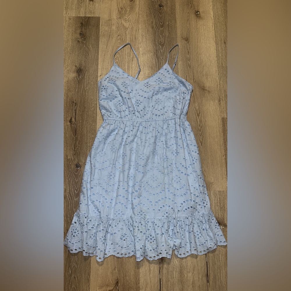 Light Blue Eyelet Mini Dress